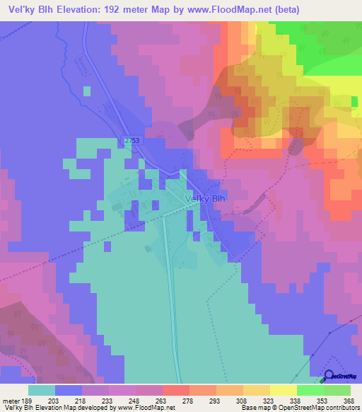 Vel'ky Blh,Slovakia Elevation Map