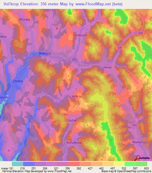 Vel'krop,Slovakia Elevation Map
