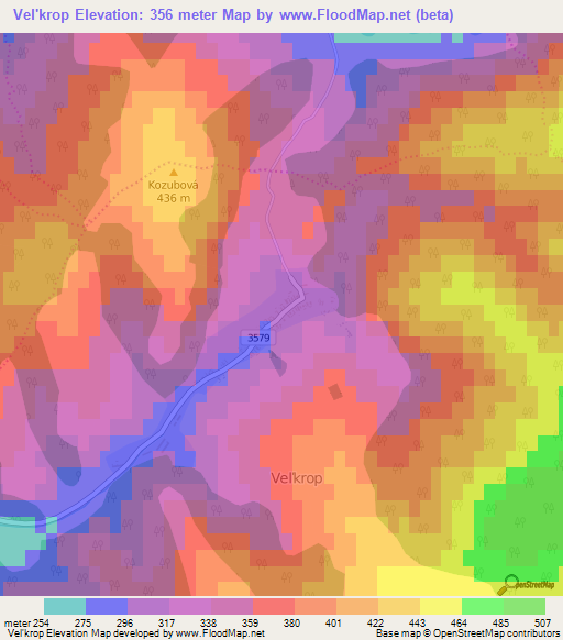 Vel'krop,Slovakia Elevation Map