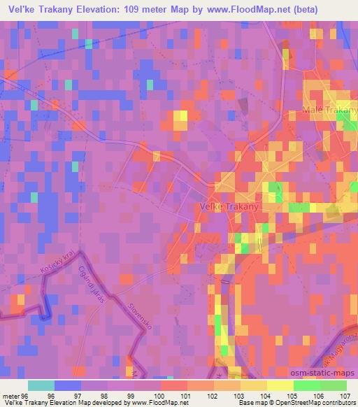 Vel'ke Trakany,Slovakia Elevation Map