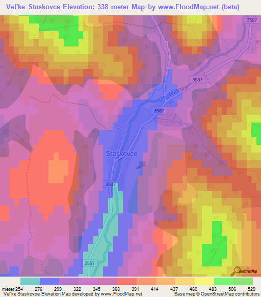 Vel'ke Staskovce,Slovakia Elevation Map