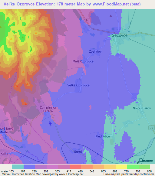 Vel'ke Ozorovce,Slovakia Elevation Map