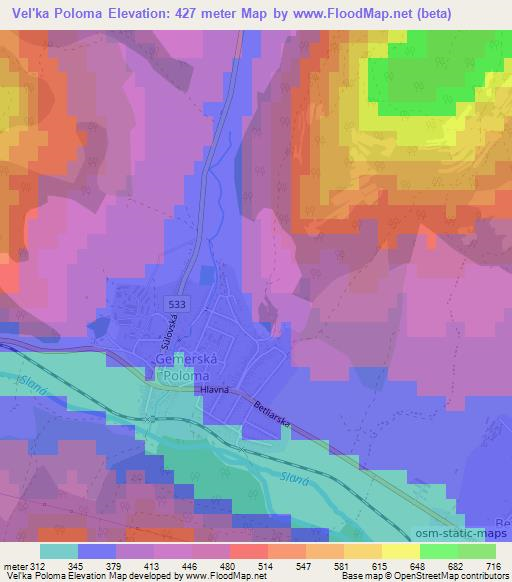 Vel'ka Poloma,Slovakia Elevation Map