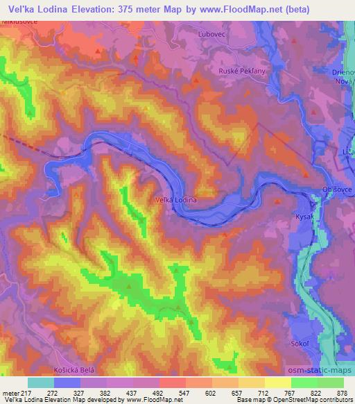Vel'ka Lodina,Slovakia Elevation Map