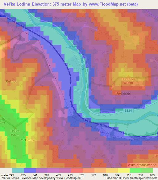 Vel'ka Lodina,Slovakia Elevation Map