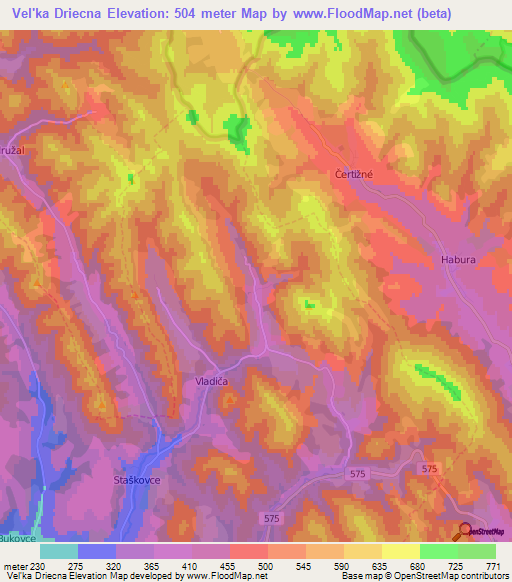 Vel'ka Driecna,Slovakia Elevation Map