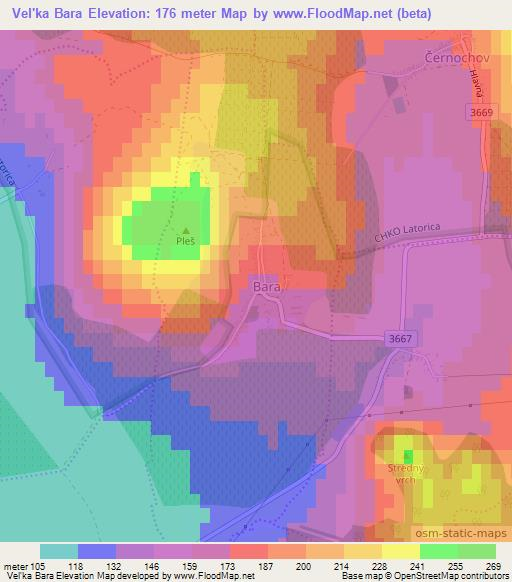 Vel'ka Bara,Slovakia Elevation Map