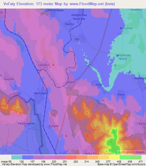 Vel'aty,Slovakia Elevation Map
