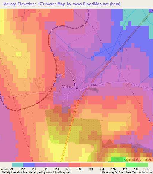 Vel'aty,Slovakia Elevation Map