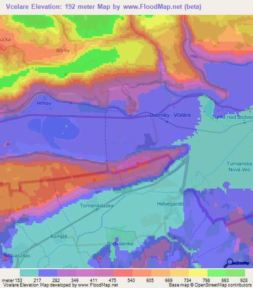 Vcelare,Slovakia Elevation Map