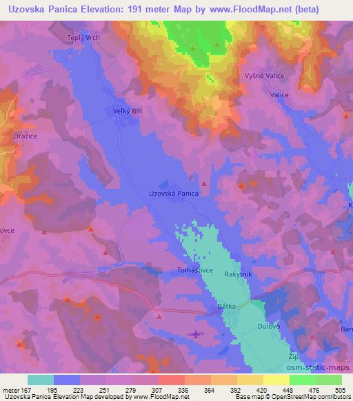 Uzovska Panica,Slovakia Elevation Map