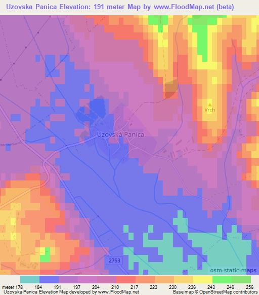 Uzovska Panica,Slovakia Elevation Map