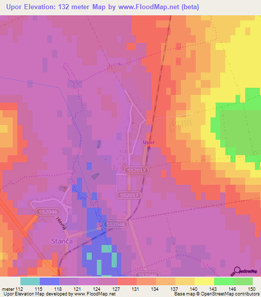 Upor,Slovakia Elevation Map