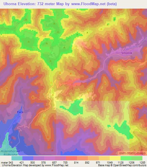 Uhorna,Slovakia Elevation Map