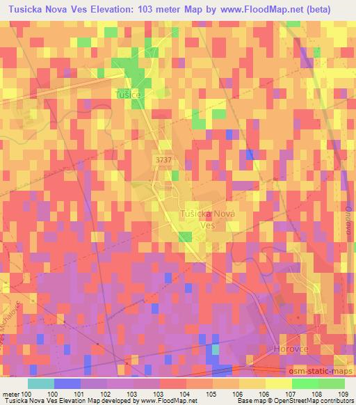 Tusicka Nova Ves,Slovakia Elevation Map