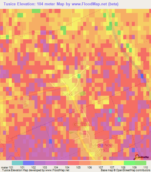 Tusice,Slovakia Elevation Map