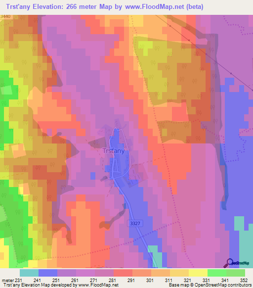 Trst'any,Slovakia Elevation Map