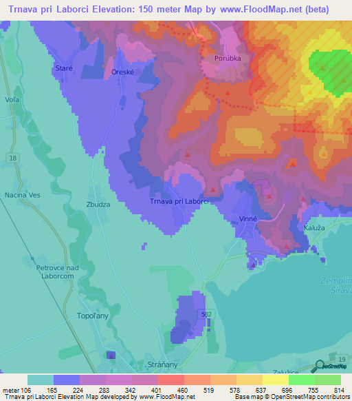 Trnava pri Laborci,Slovakia Elevation Map