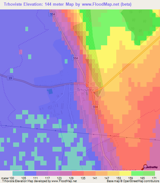 Trhoviste,Slovakia Elevation Map