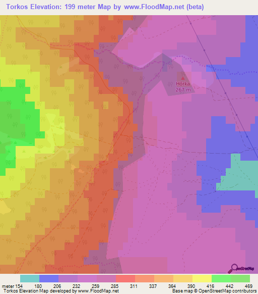 Torkos,Slovakia Elevation Map