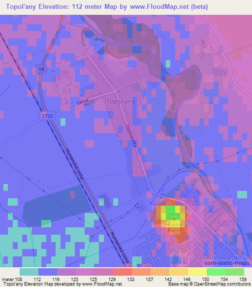 Topol'any,Slovakia Elevation Map