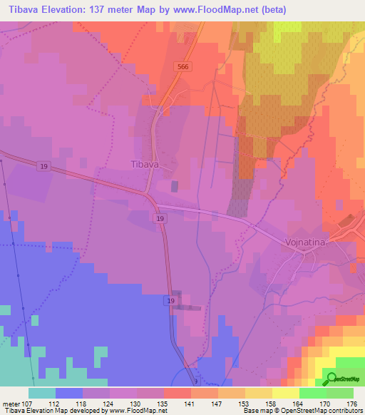 Tibava,Slovakia Elevation Map