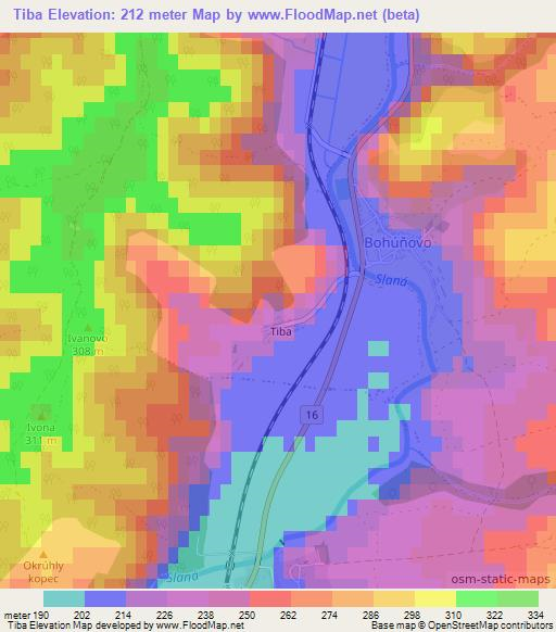 Tiba,Slovakia Elevation Map