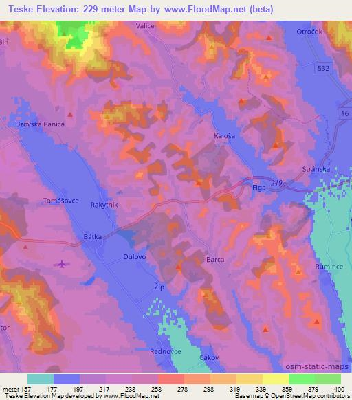 Teske,Slovakia Elevation Map