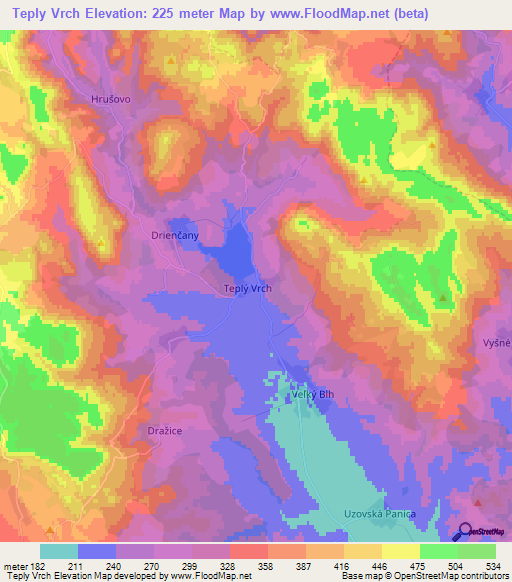 Teply Vrch,Slovakia Elevation Map