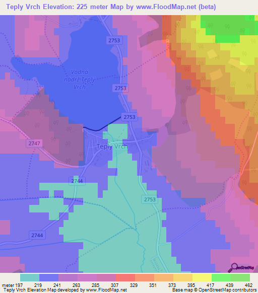 Teply Vrch,Slovakia Elevation Map