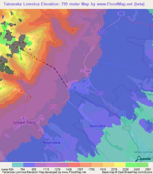 Tatranska Lomnica,Slovakia Elevation Map