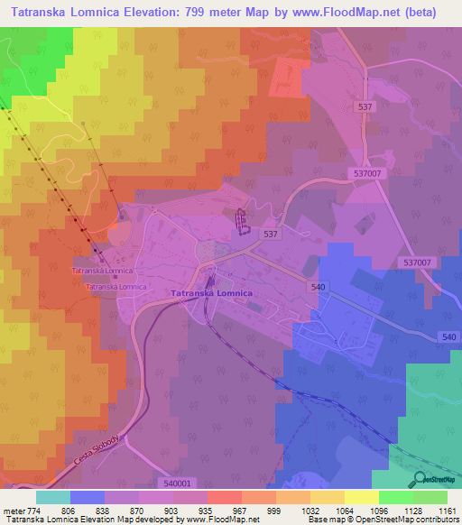 Tatranska Lomnica,Slovakia Elevation Map