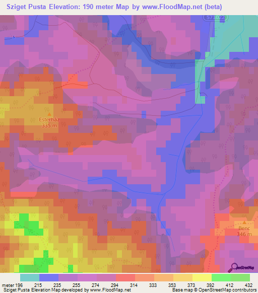 Sziget Pusta,Slovakia Elevation Map
