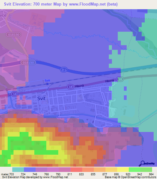 Svit,Slovakia Elevation Map