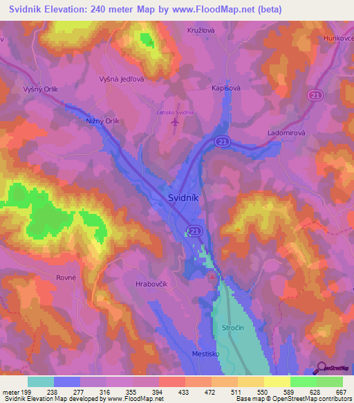 Svidnik,Slovakia Elevation Map