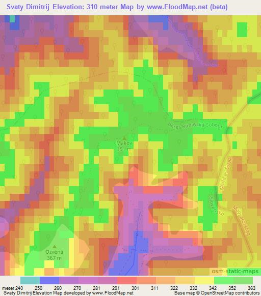 Svaty Dimitrij,Slovakia Elevation Map