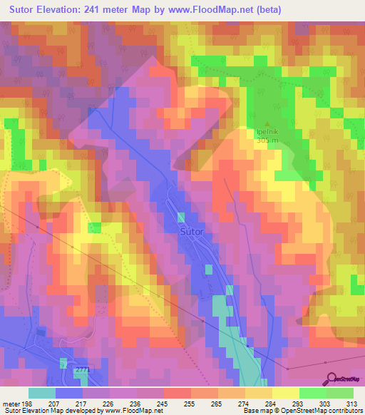 Sutor,Slovakia Elevation Map