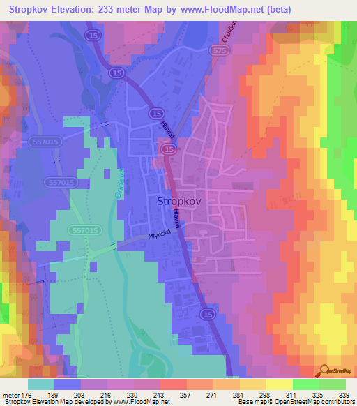 Stropkov,Slovakia Elevation Map