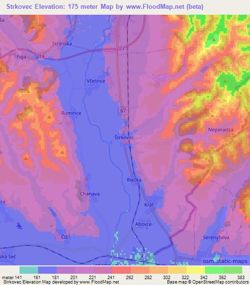 Strkovec,Slovakia Elevation Map