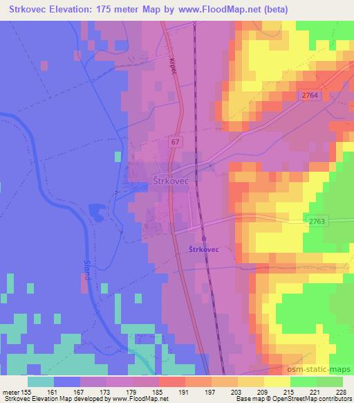 Strkovec,Slovakia Elevation Map