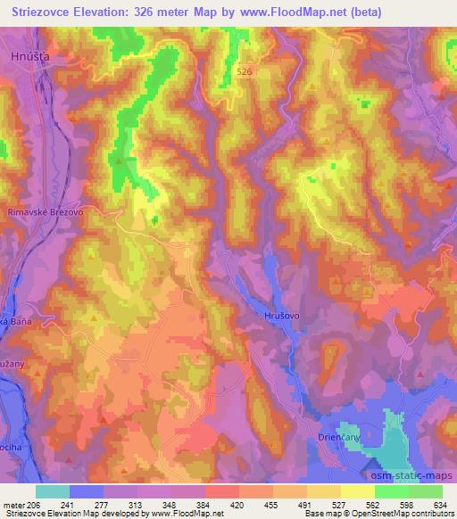 Striezovce,Slovakia Elevation Map