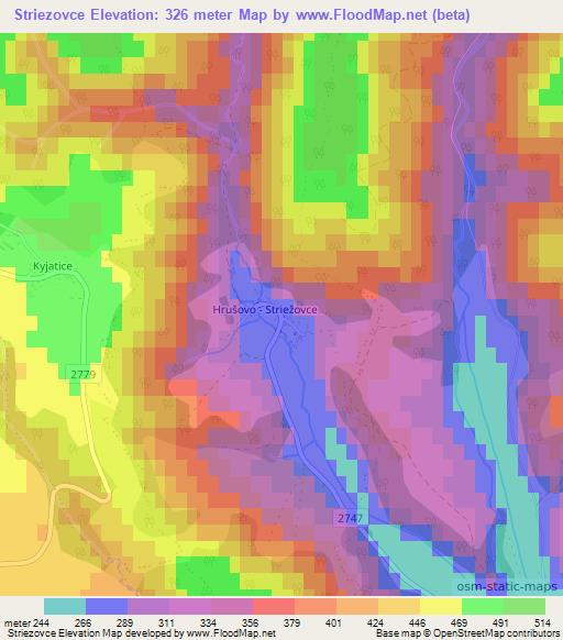 Striezovce,Slovakia Elevation Map