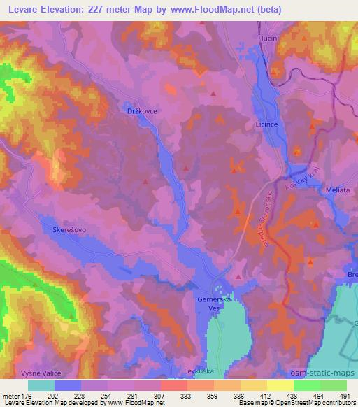 Levare,Slovakia Elevation Map