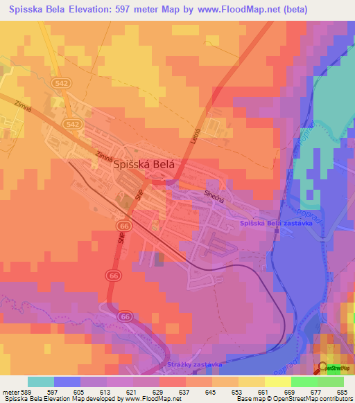 Spisska Bela,Slovakia Elevation Map