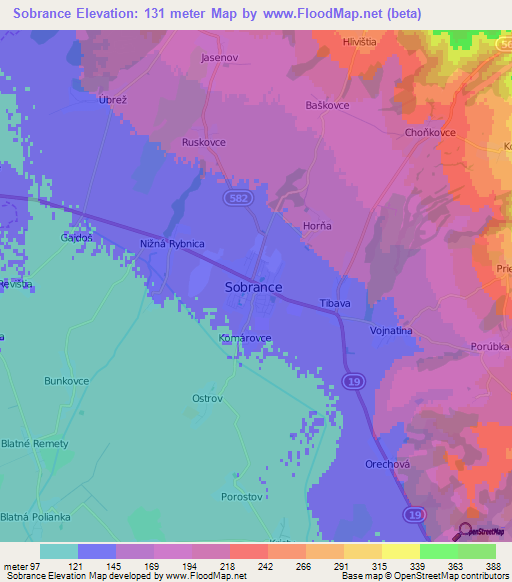 Sobrance,Slovakia Elevation Map