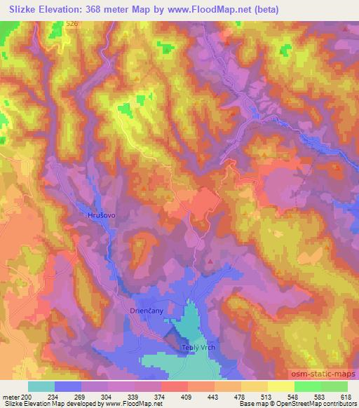 Slizke,Slovakia Elevation Map