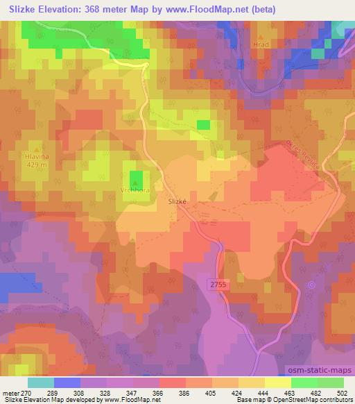 Slizke,Slovakia Elevation Map