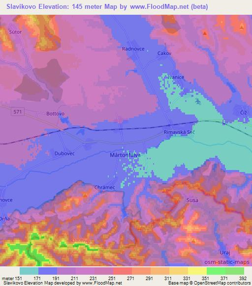 Slavikovo,Slovakia Elevation Map