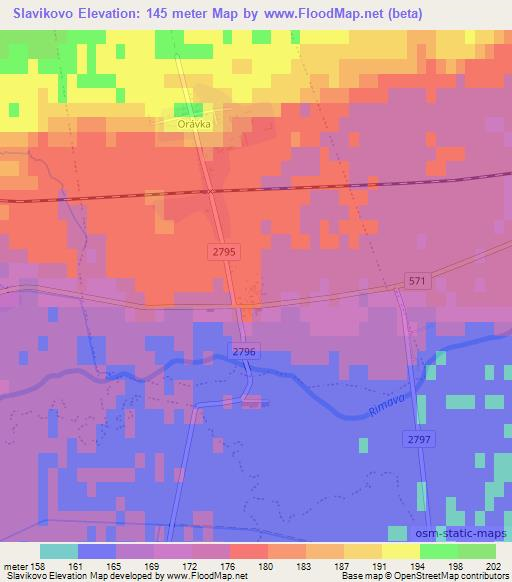 Slavikovo,Slovakia Elevation Map
