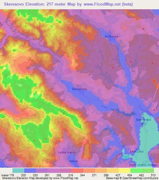 Skeresovo,Slovakia Elevation Map